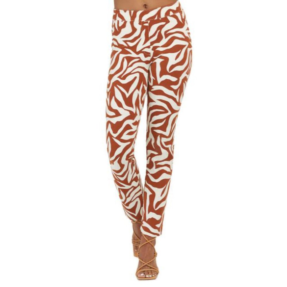 NWT SPANX Polished Printed Ankle Pants Clay Zebra Stripe M Petite